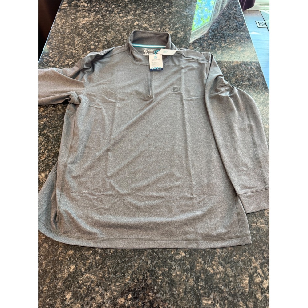 Tori Richard Mens XL Tradewind Technology 1/4 Zip Pullover Gray Performance Top